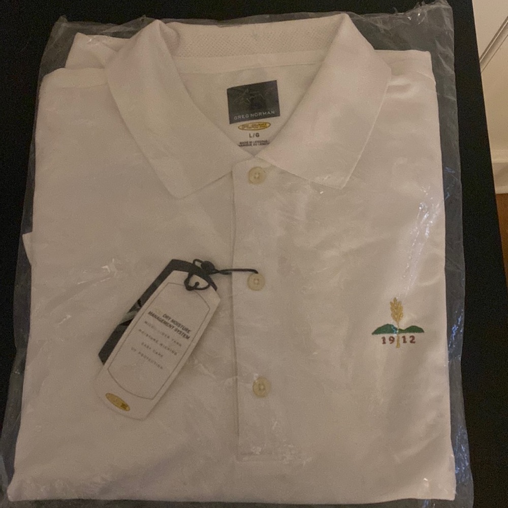 Mens white golf shirt